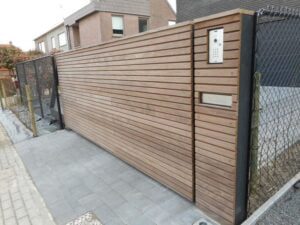 Sliding Wooden Gate with HPL Sheet