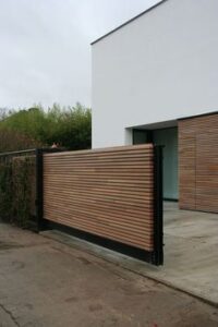 Sliding Wooden Gate with HPL Sheet