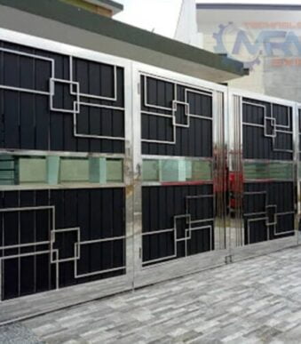 304 Stainless Steel with HPL Sheet Track Bi-Folding Gates