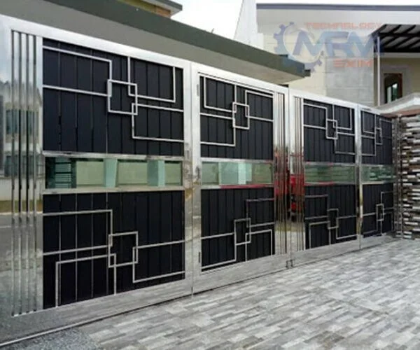 304 Stainless Steel with HPL Sheet Track Bi-Folding Gates