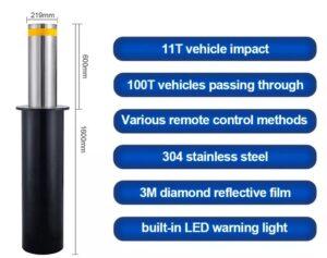 Automatic Stainless Steel LED Road Bollard MR-AB800 Technical Specifications