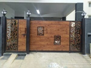 Mild Steel laser Cut and HPL Sheet Swing Gate 065