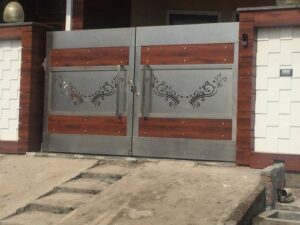 SS 304 With HPL Sheet and Laser Design Swing Gates