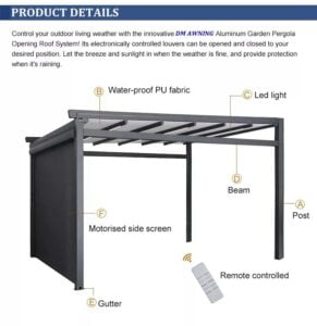 Pergola with Roof and Sides Awning