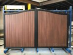 Custom Wrought Iron with Wood Simple Main Entrance Gate