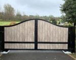 Custom Wrought Iron with Wood Simple Main Entrance Gate