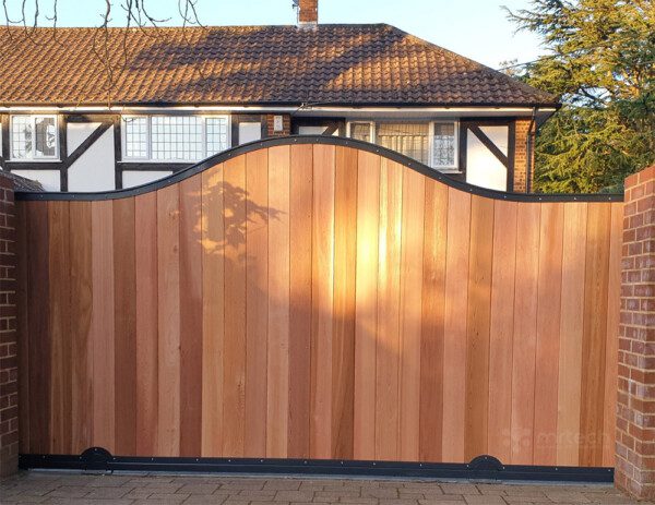 Custom Wrought Iron with Wood Simple Main Entrance Gate