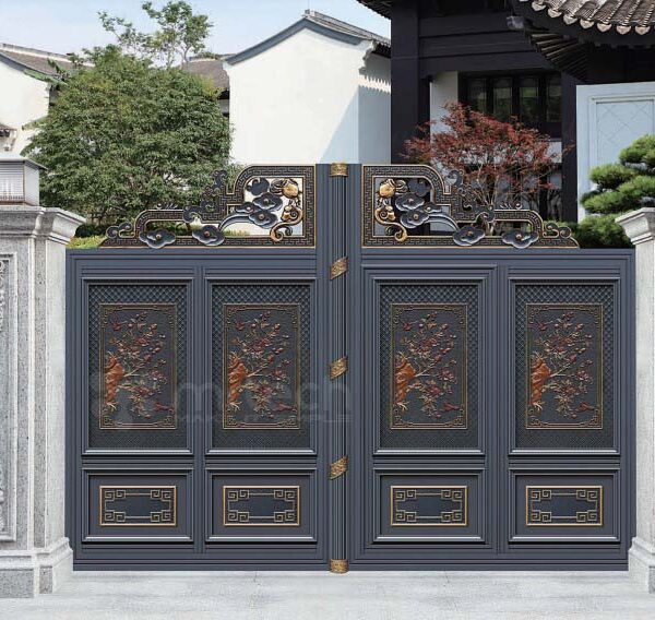 Rustproof Cast Aluminum Arched Courtyard Automatic Gate