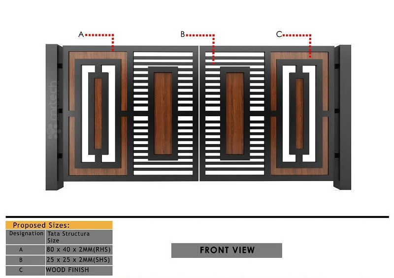 Modern Style HPL Sheet Gate Design