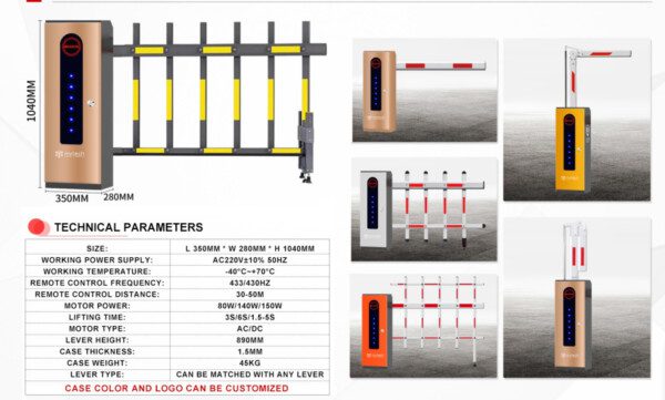 New Patented 180 Degree Folding Servo Motor Barrier Machine option Arm type