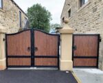 Secure Beautiful Steel Metal Art with Wood Outdoor Gate