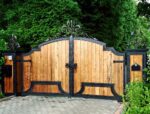 Wooden Gates with Wrought Iron Inserts for Home