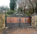 Wrought Iron Steel Framed Gates with Wood Gate