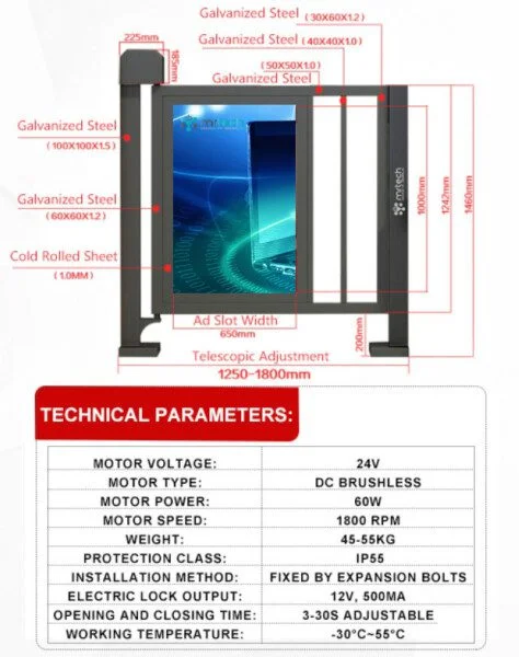 Advertising Pedestrian Gate and Automatic System