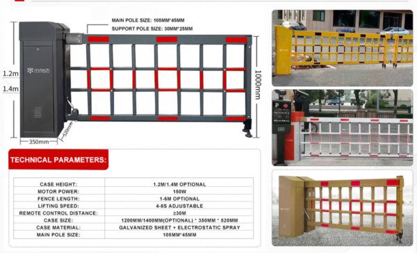 Industrials Fence Boom Barrier DC AC 220V Servo Motor