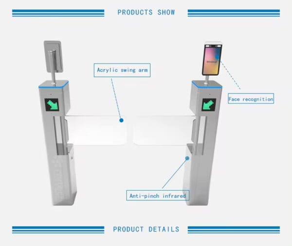 New Slim Barrier Gate ID Card Face Recognition Temperature