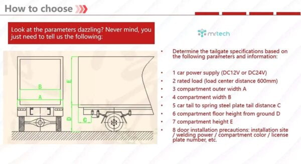 1500kg Steel Aluminum Hydraulic Cylinder Tail Lift for Cargo Truck Dump