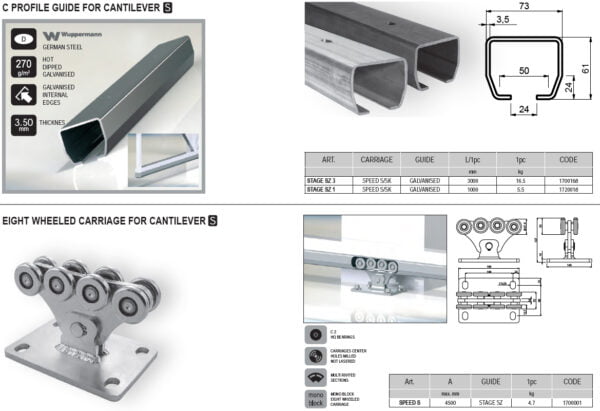 4.5 Complete Cantilever Gate Hardware Kit for Trackless Sliding Gate