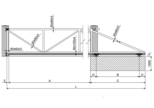 8Mtr Galvanized Heavy Duty Sliding Cantilever Gate Hardware Kit