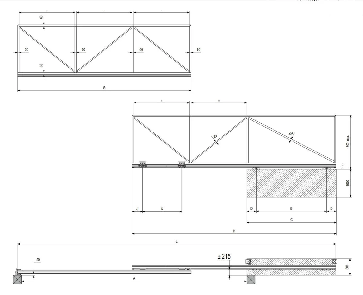 8mtr Trackless Twinned Telescopic Cantilever Sliding Gate Hardware Kit