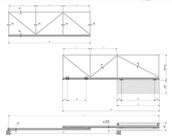 8mtr Trackless Twinned Telescopic Cantilever Sliding Gate Hardware Kit