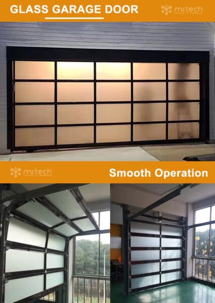 Automatic Aluminum Tempered Glass Full View Security Glass Garage Doors