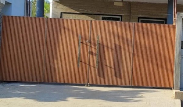 Automatic Swing Bi Fold Gate With Classic WPC Panel Design