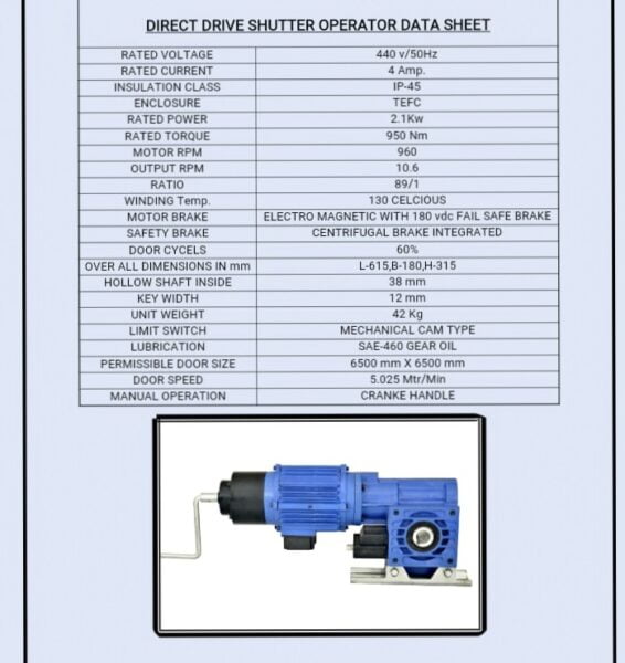 Complete Direct Drive Shutter Motor for Industrial Shutters