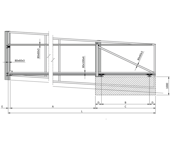 Cross track Cantilever Sliding Gate Hardware For Inclined Driveways