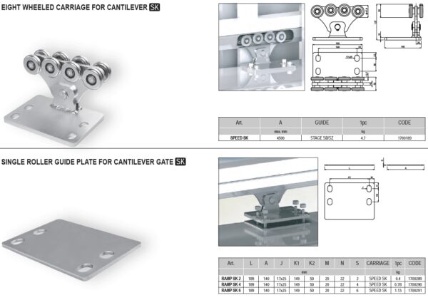 Cross track Cantilever Sliding Gate Hardware For Inclined Driveways