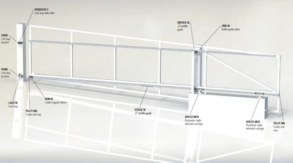 Cross track Cantilever Sliding Gate Hardware For Inclined Driveways