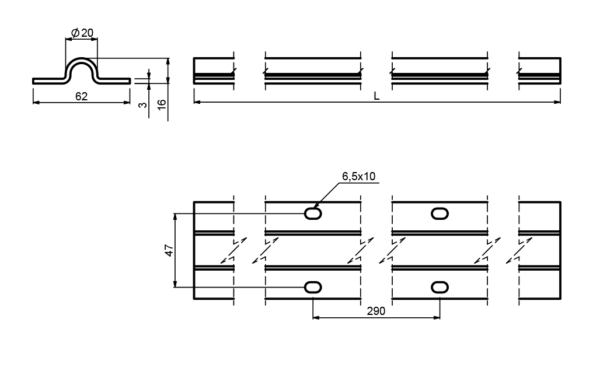 draw Sliding Gates Track Accessories „O“ Profile Guide, Fixed