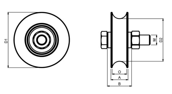 Single Bearing O Grooved Wheel For Sliding Gates