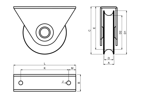 Sliding Gate O Grooved Track Roller Wheel Double Bearing, External Support