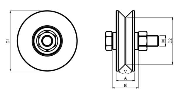 V Grooved Wheel Double Bearing For Sliding Gates