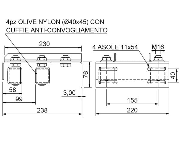 Adjustable upper plate 4 rollers support Sliding Gate Telescopic Hardware Fitting Wholesaler