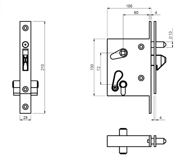 Hook Lock For Sliding Gates And Doors With Key