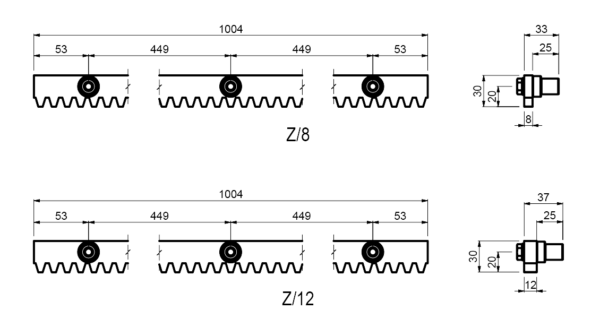 Module 4 Steel Rack With Fixing Staves for Sliding Gate Motor