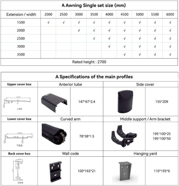 MR-B Full Cassette Awning for Outdoor