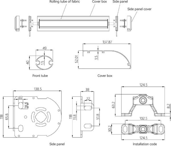 MR1 pendant window awning SPECIFICATIONS